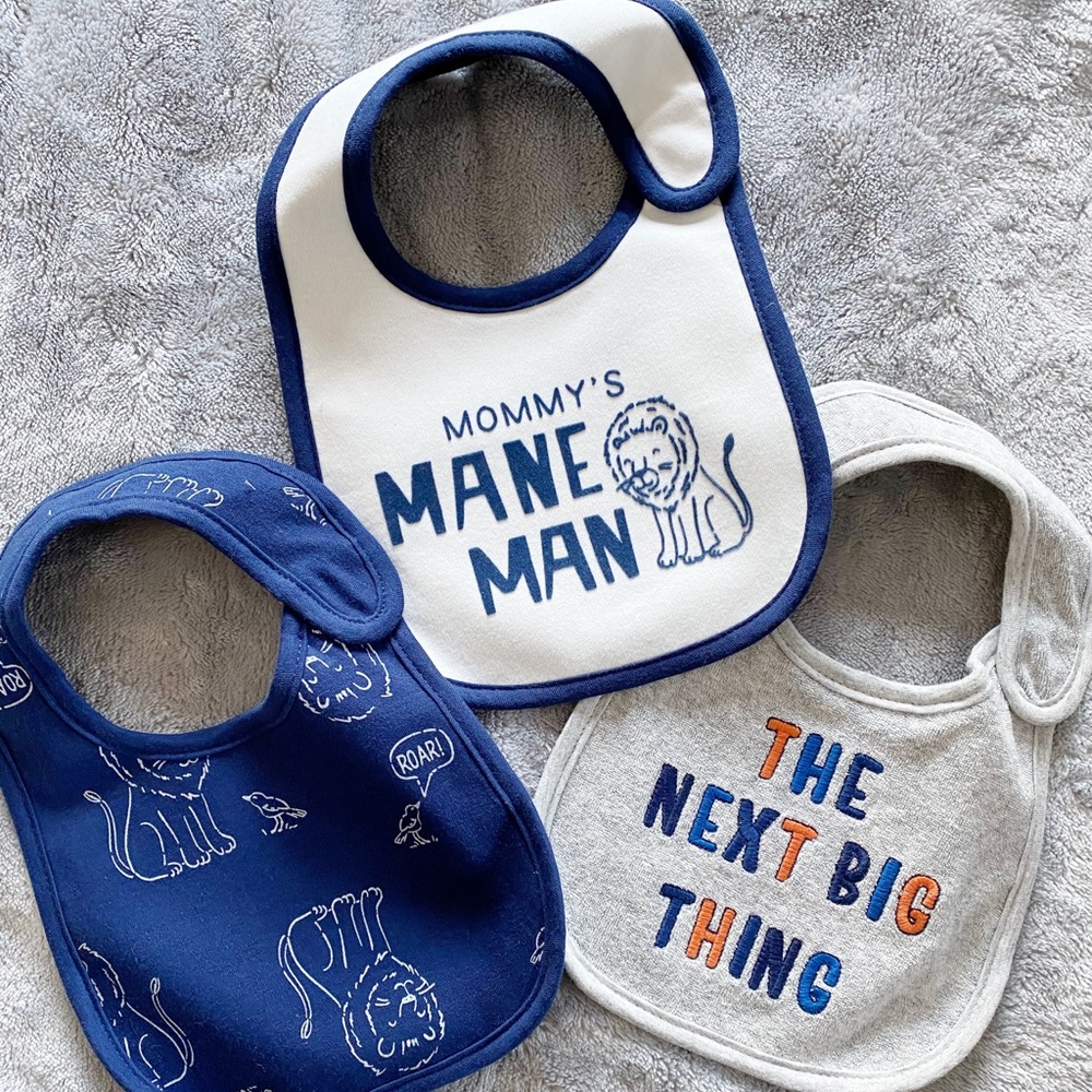 3 Baby Boy Bibs - Never worn!
